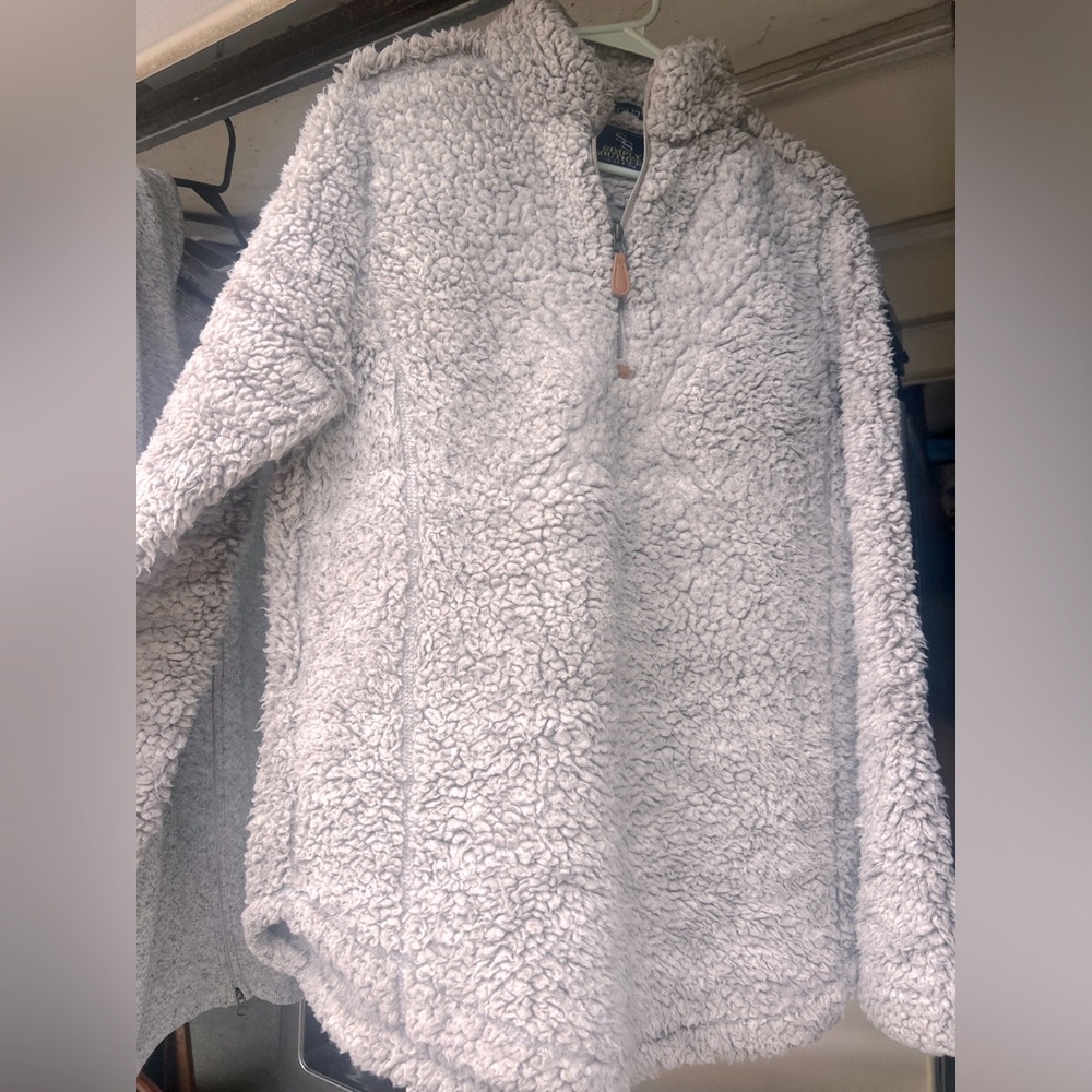 Grey Sherpa 1/4 Zip pullover jacket